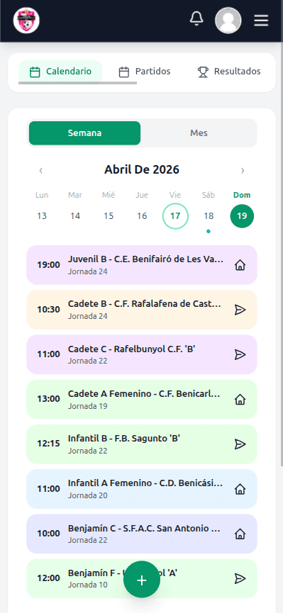 Calendario de partidos en Futeo